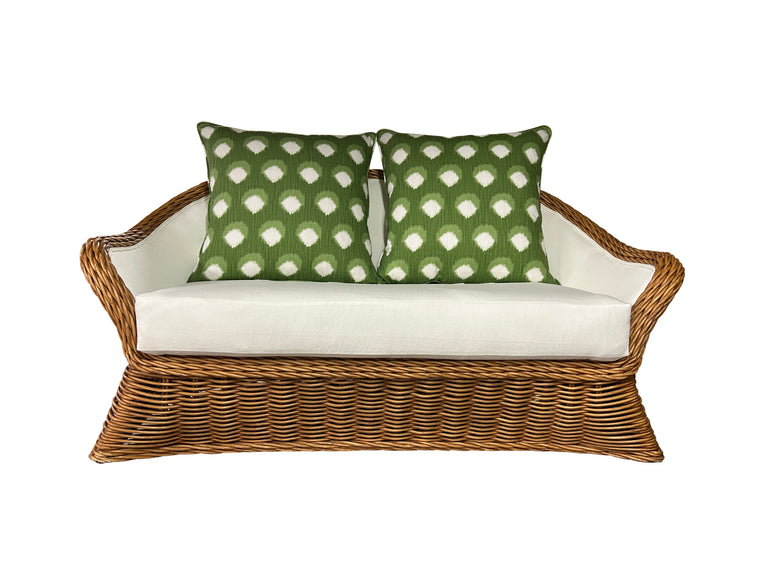 AVAILABLE NOW: Vintage reupholstered  Ficks Reed loveseat