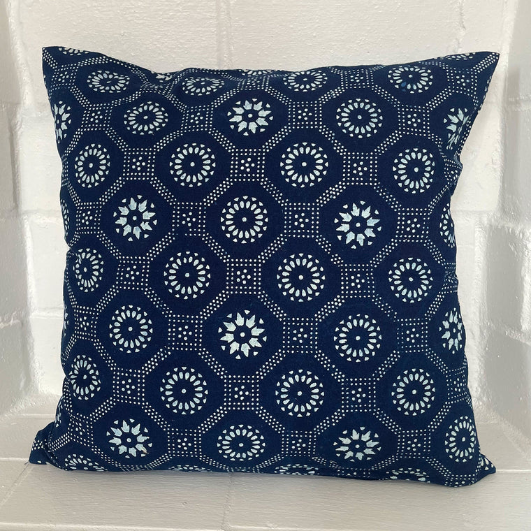 BP5 Indigo block printed pillow cover