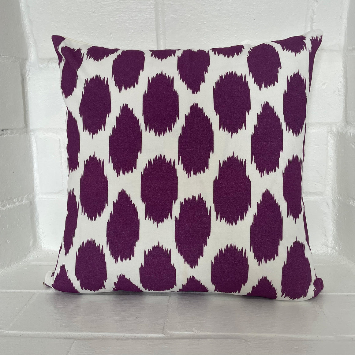 OC022 Cheeky Ikat Print Grape organic cotton pillow cover